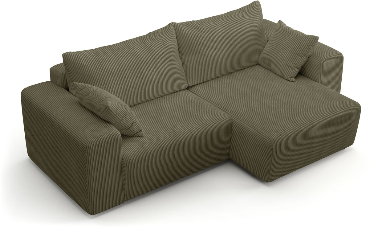 Canapé fixe d'angle réversible - 4 places - BOGOTA - Tissu Vert - 227 x 138 x 86 cm