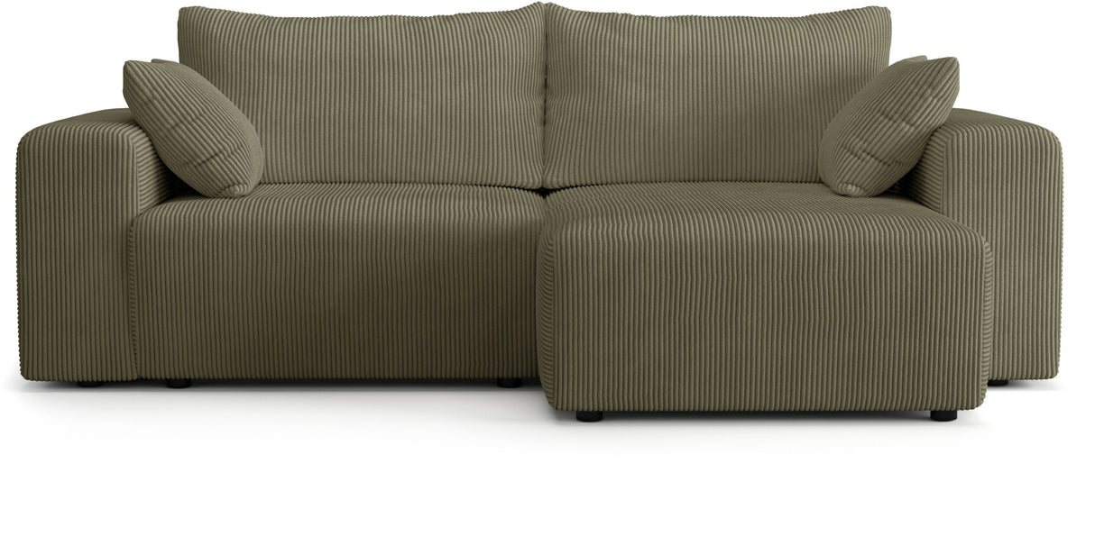 Canapé fixe d'angle réversible - 4 places - BOGOTA - Tissu Vert - 227 x 138 x 86 cm