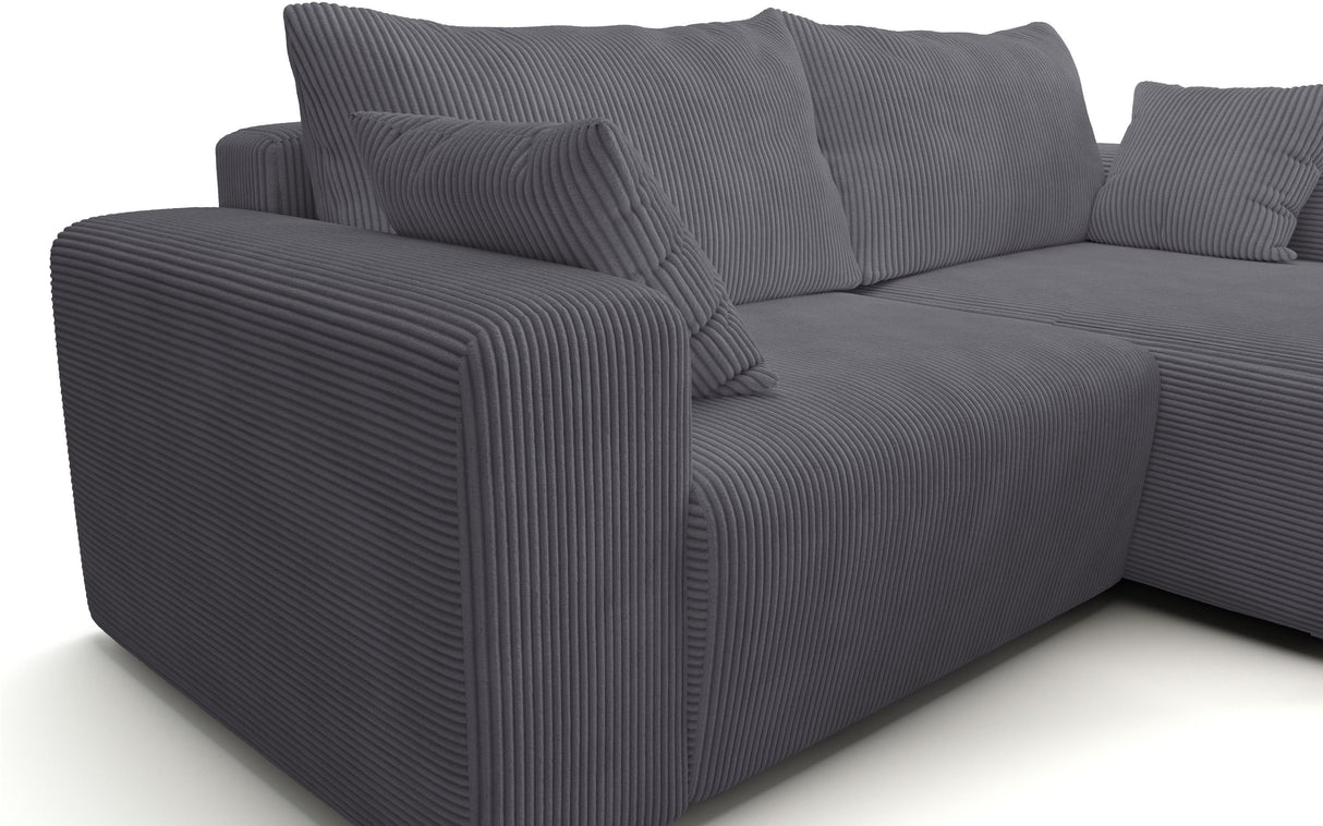 Canapé fixe d'angle réversible - 4 places - BOGOTA - Tissu Gris anthracite - 227 x 138 x 86 cm