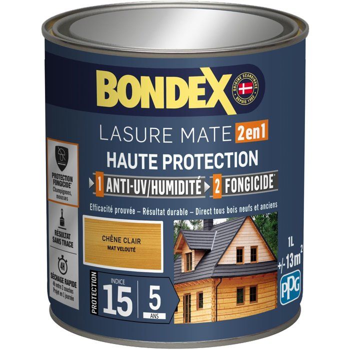 BONDEX Lasure 2 en 1 Satin Haute Protection 5 ans - Chene clair