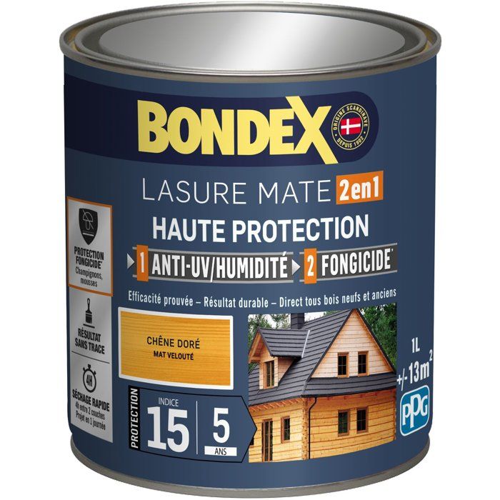 BONDEX Lasure 2 en 1 Satin Haute Protection 5 ans - Chene doré
