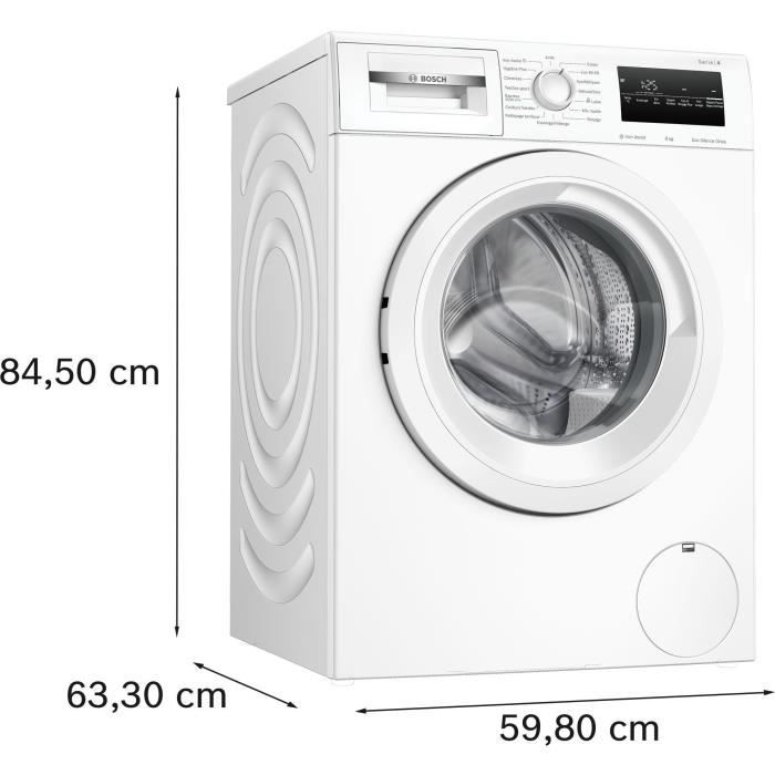 Lave-linge hublot BOSCH WAN24228FR SER4 - 8 kg - Induction - 60 cm - 1200 trs/min - Classe A - Vapeur - Blanc