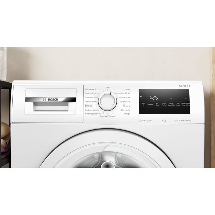 Lave-linge hublot BOSCH WAN28258FR SER4 - 8 kg - Induction - L60cm - 1400 trs/min - Classe A - Vapeur - Blanc