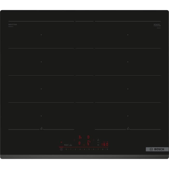 Table induction 60cm - BOSCH SER6 - PXY63KHC1E Noir - 4-foyers - Home Connect