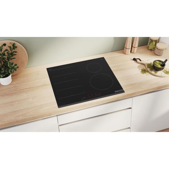 Table induction - BOSCH SERIE 6 PIX631HC1E - 4 foyers - 7400 W - Multitouch+ - Zone flex - Noir