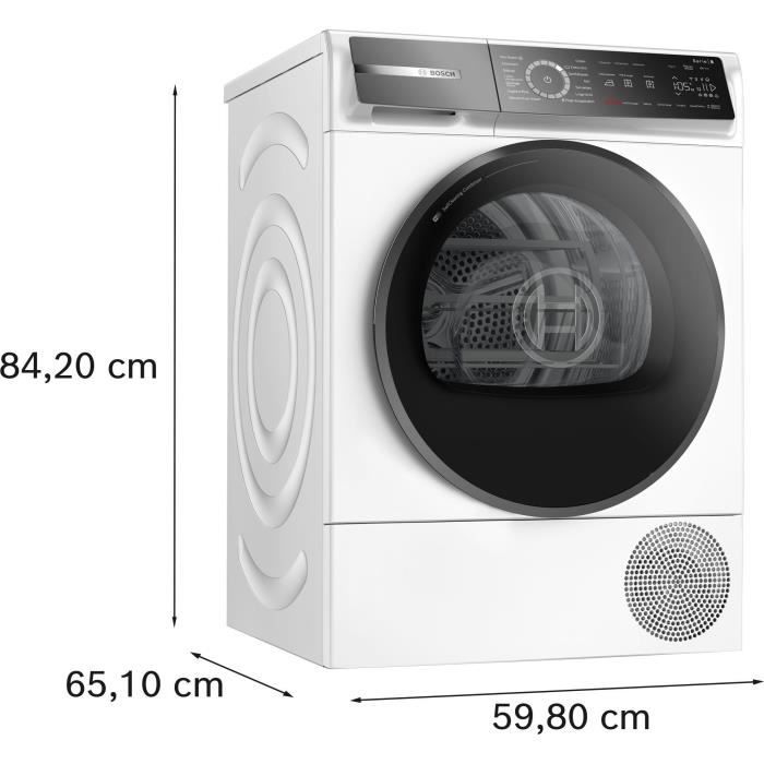 Seche-linge pompe a chaleur BOSCH WQB246C0FR SER8 - 9 kg - Classe A+++ - Vapeur - ConnectÈ - Blanc