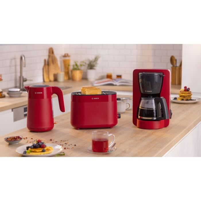 Toaster - BOSCH - TAT2M124 MyMoment - Rouge - 2 tranches - centrage automatique du pain - fonctions décongélation et réchauffage
