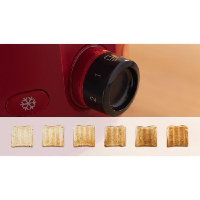 Toaster - BOSCH - TAT2M124 MyMoment - Rouge - 2 tranches - centrage automatique du pain - fonctions dÈcongÈlation et rÈchauffage