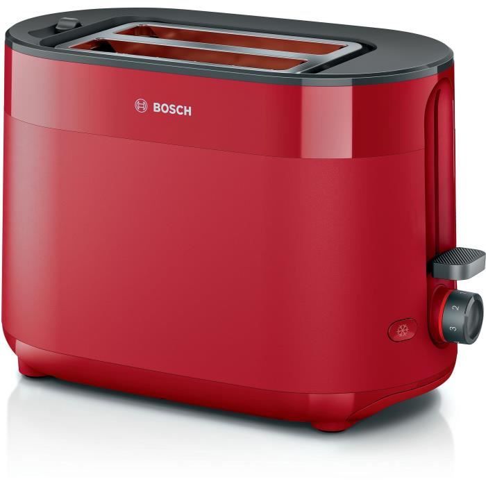 Toaster - BOSCH - TAT2M124 MyMoment - Rouge - 2 tranches - centrage automatique du pain - fonctions décongélation et réchauffage
