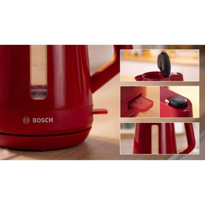 Bouilloire - BOSCH - TWK1M124 MyMoment - Rouge - capacitÈ 1,7L - base 360∞ - filtre anti-calcaire