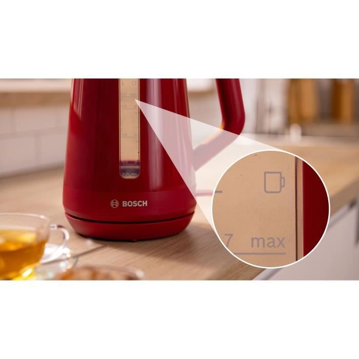 Bouilloire - BOSCH - TWK1M124 MyMoment - Rouge - capacitÈ 1,7L - base 360∞ - filtre anti-calcaire
