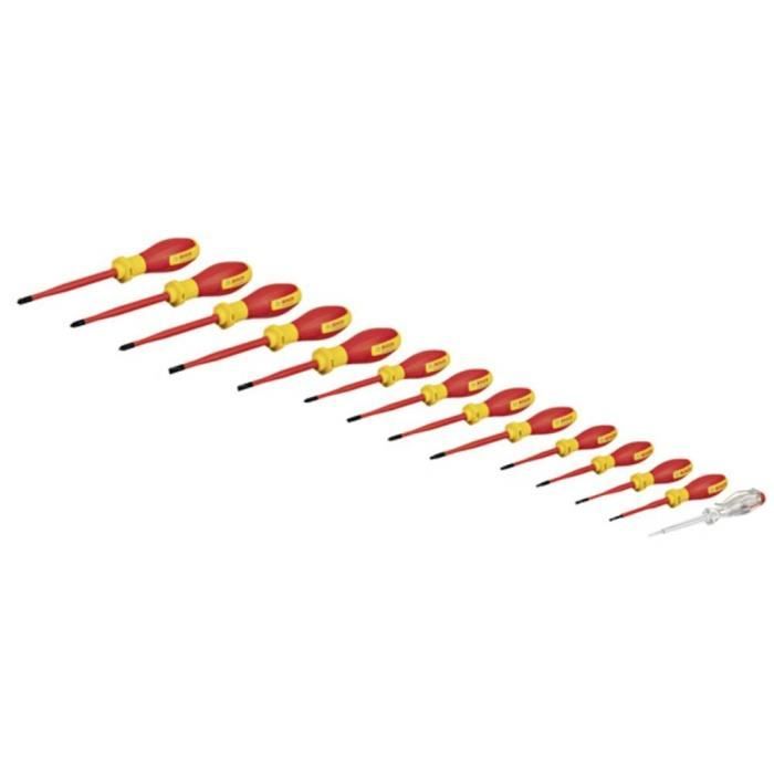 Bosch Professional Set de tournevis mixtes VDE (avec testeur de phase unipolaire 14 pieces, dans une L-BOXX)