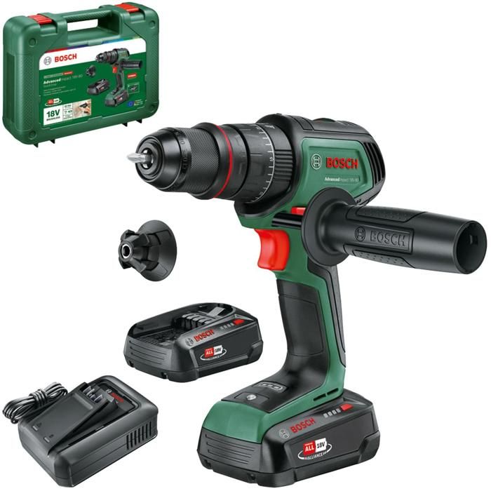 Perceuse a percussion - AdvancedImpact - 18V-80 - 2 batteries 2,5 Ah - Mandrin métallique 13 mm - Sans fil
