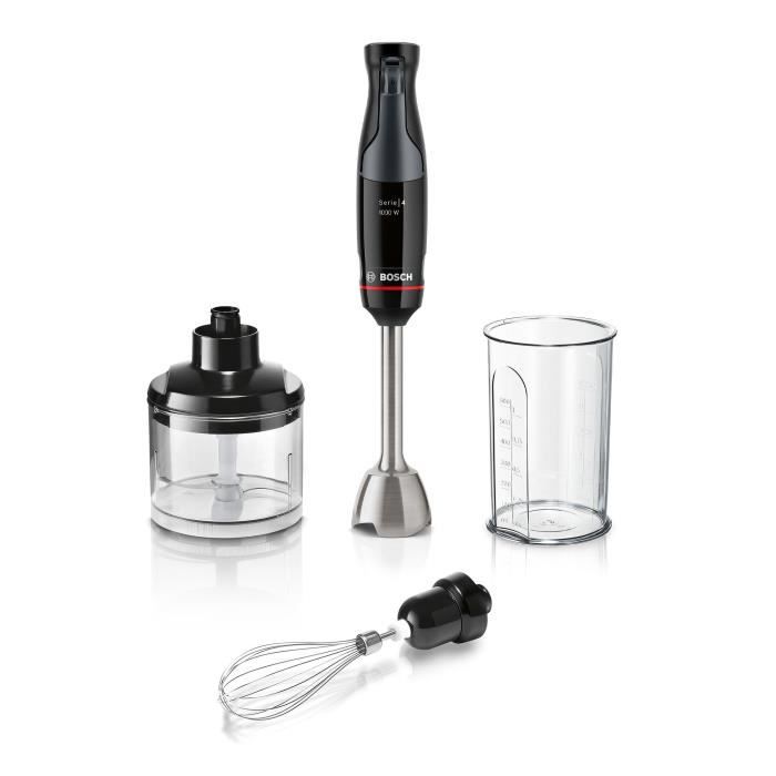 Mixeur plongeant - BOSCH - MSM4B621 - 1000 W - 4 lames aiguiseés - Bol mélangeur - Mini hachoir - Fouet - Engrenage céramique