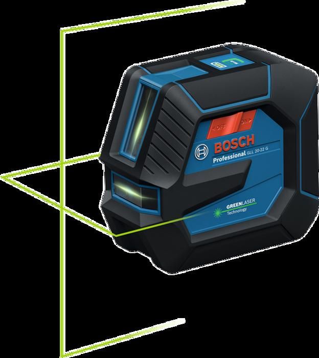 Laser lignes - BOSCH PROFESSIONAL - GLL 20-22 G - Laser vert - Alimentation Dual Power - Précision ± 0,3 mm/m