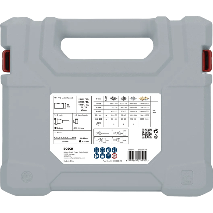 Coffret de scies trépans BOSCH PROFESSIONAL - PRO Multi Material - 15pcs - 20 a 76mm - Pour perceuses et visseuses