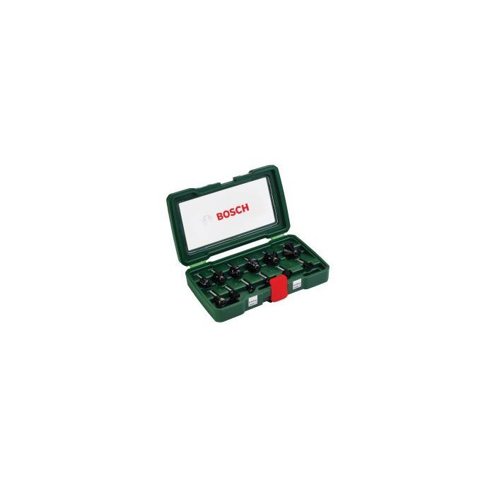 Bosch Accessories 12 pieces Ensemble de fraises au carbure (pour le bois, emmanchement Ř 8 mm, accessoires défonceuse)