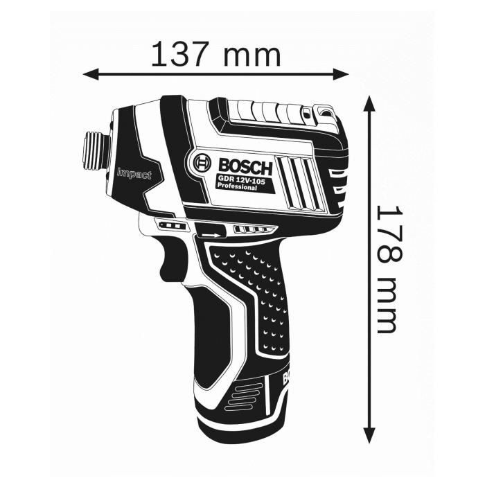 Visseuse a chocs BOSCH GDR 12V-105 sans chargeur ni batterie - Compacte et puissante