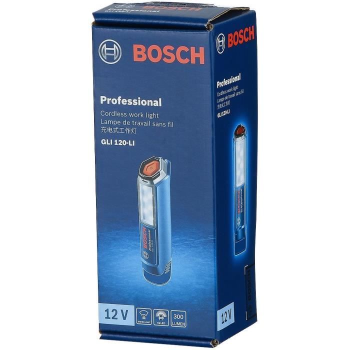 Lampe Bosch Professional GLI 12V-300 sans batterie 6 LEDS - 300 lumens - jusqu'a 9h d'éclairage - 06014A1000