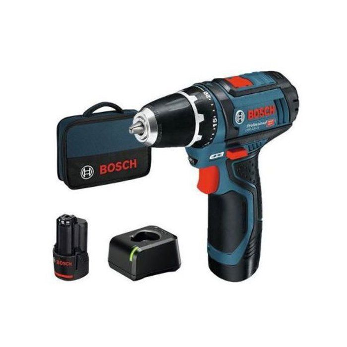Perceuse-visseuse Bosch Professional GSR 12V-15 + 2 batteries 2,0Ah + Chargeur GAL 12V-20 - 060186810F