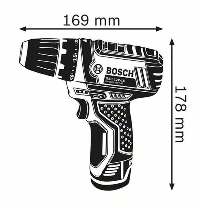 Perceuse-visseuse Bosch Professional GSR 12V-15 + 2 batteries 2,0Ah + Chargeur GAL 12V-20 - 060186810F