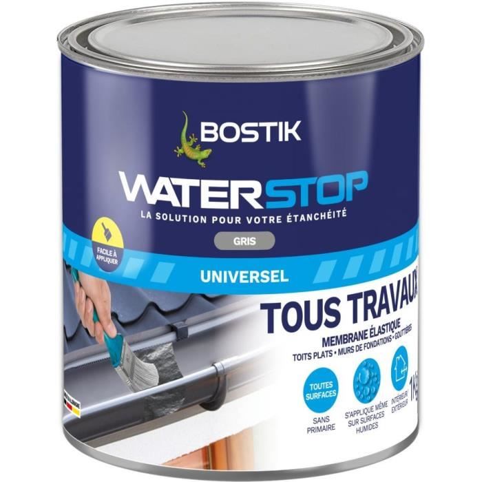 Membrane d'étanchéité - BOSTIK - Waterstop - Réparation fuites - Pot 1 kg - Gris