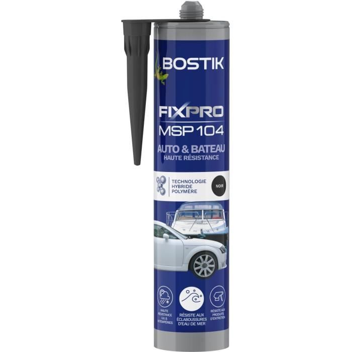 Mastic auto/bateau - BOSTIK - Fixpro MSP 104 - Colle et joint - Résiste intempéries et eau de mer - Noir - 290 ml