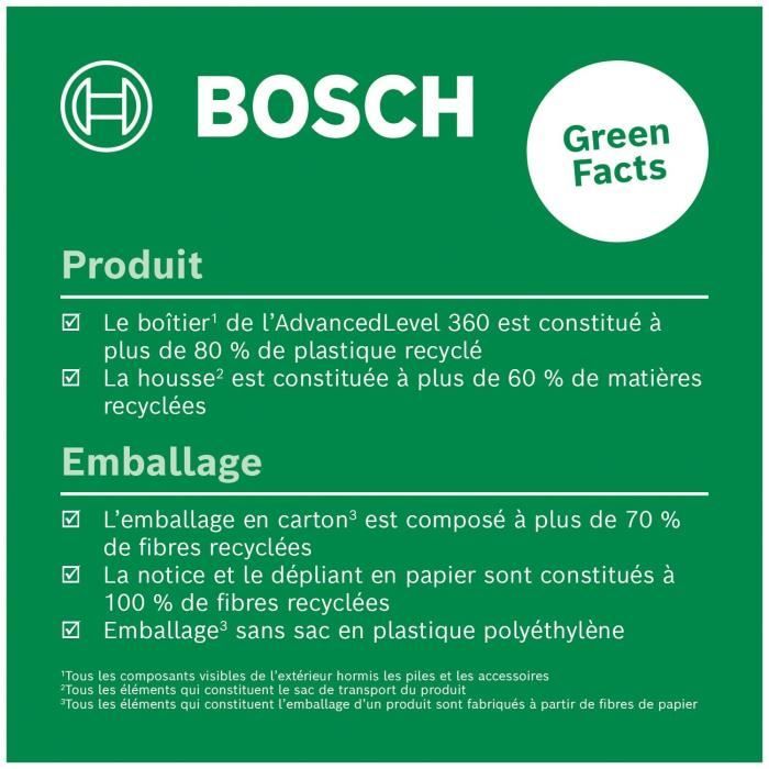 Laser lignes AdvancedLevel 360 de Bosch (3 laser lignes avec laser a 360° pour un alignement dans toute une piece, dans boîte