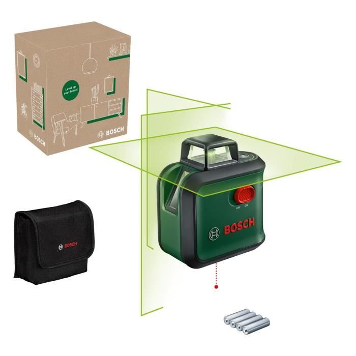 Laser lignes AdvancedLevel 360 de Bosch (3 laser lignes avec laser a 360° pour un alignement dans toute une piece, dans boîte