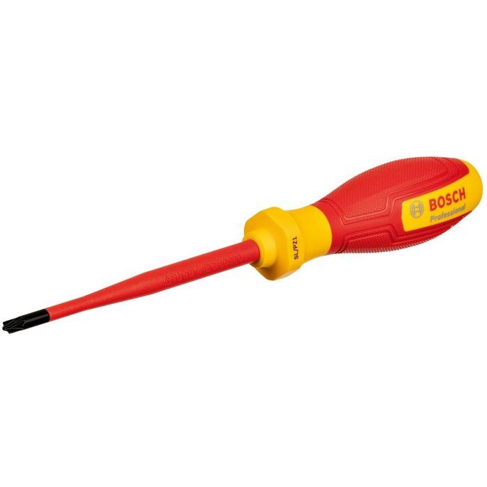 Bosch Professional tournevis VDE plat/PZ1x100 (certifié jusqu'a 1 000 V, isolé avec un élastomere thermoplastique (TPE))