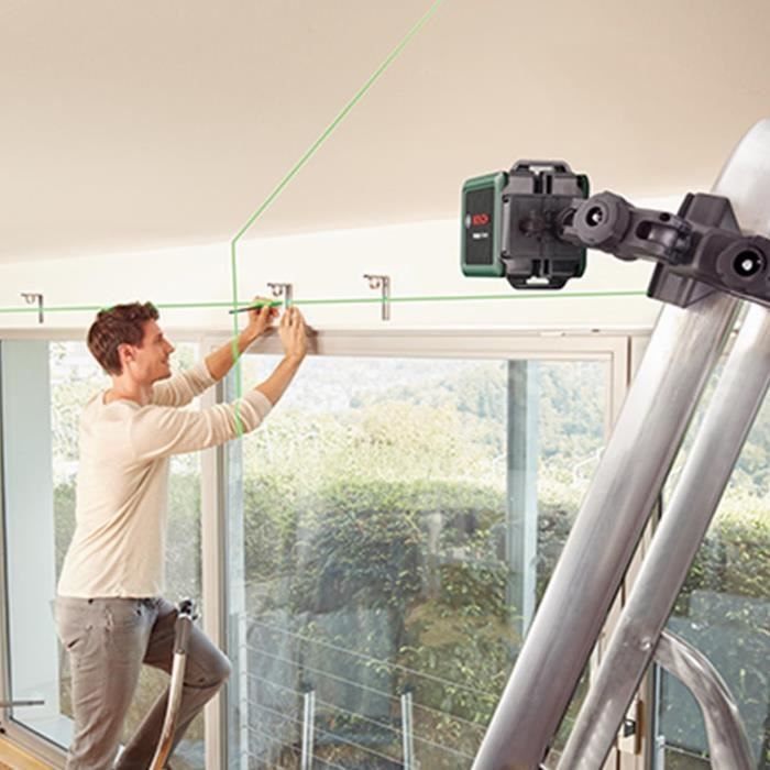 Laser ligne en croix Bosch - Quigo + (Portée 7 m, livré avec piles, trépied 1,1m et coffret)