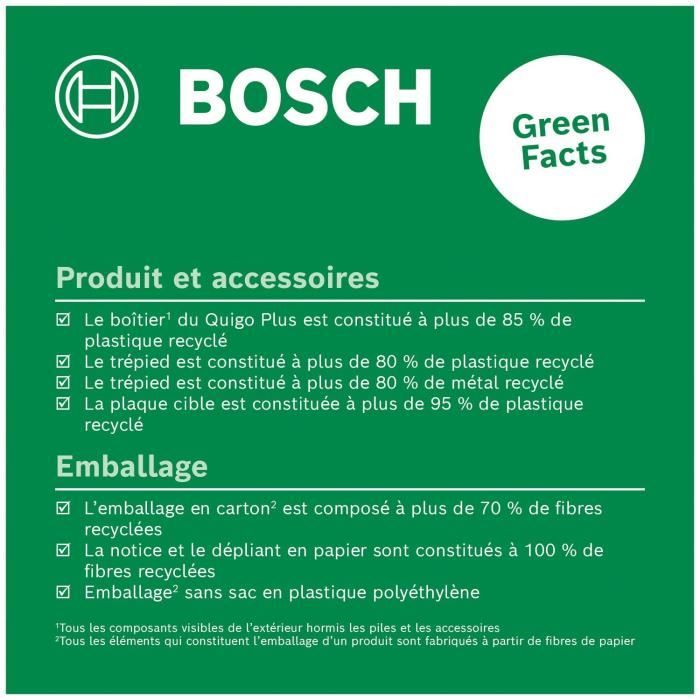 Laser ligne en croix Bosch - Quigo + (Portée 7 m, livré avec piles, trépied 1,1m et coffret)