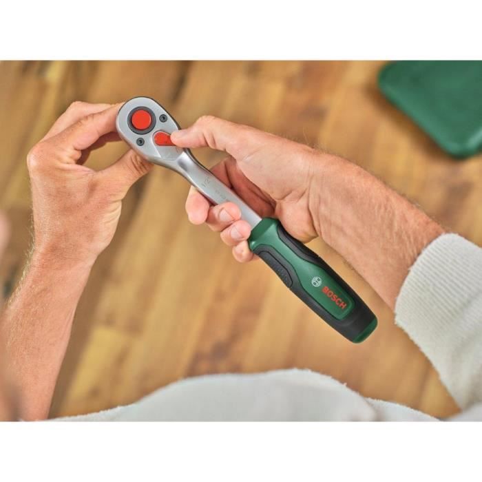 Bosch Set de 57 cliquets 1/4 + 1/2 (pour divers bricolages 55 accessoires couple élevé Softgrip coffret de transport)