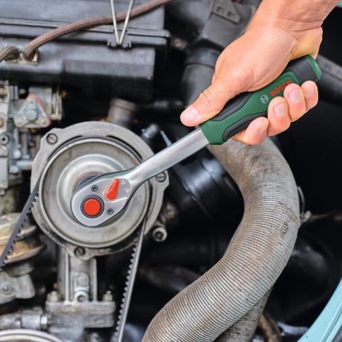 Bosch Set de 57 cliquets 1/4 + 1/2 (pour divers bricolages 55 accessoires couple élevé Softgrip coffret de transport)