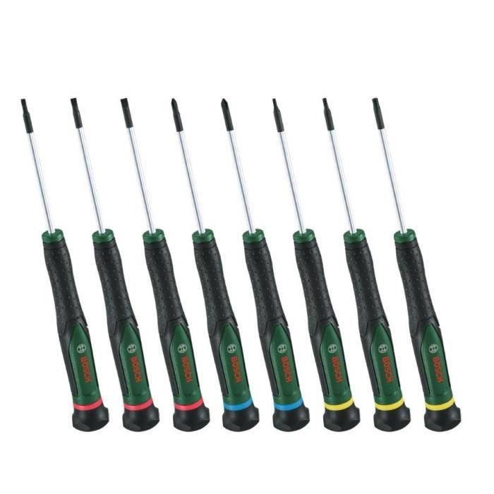 Bosch Set de tournevis 8 pcs ( pour bricolage/modélisme/artisanat embouts précis et magnétiques PH/TX/HEX/Plat)