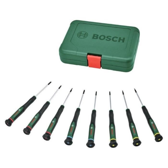 Bosch Set de tournevis 8 pcs ( pour bricolage/modélisme/artisanat embouts précis et magnétiques PH/TX/HEX/Plat)