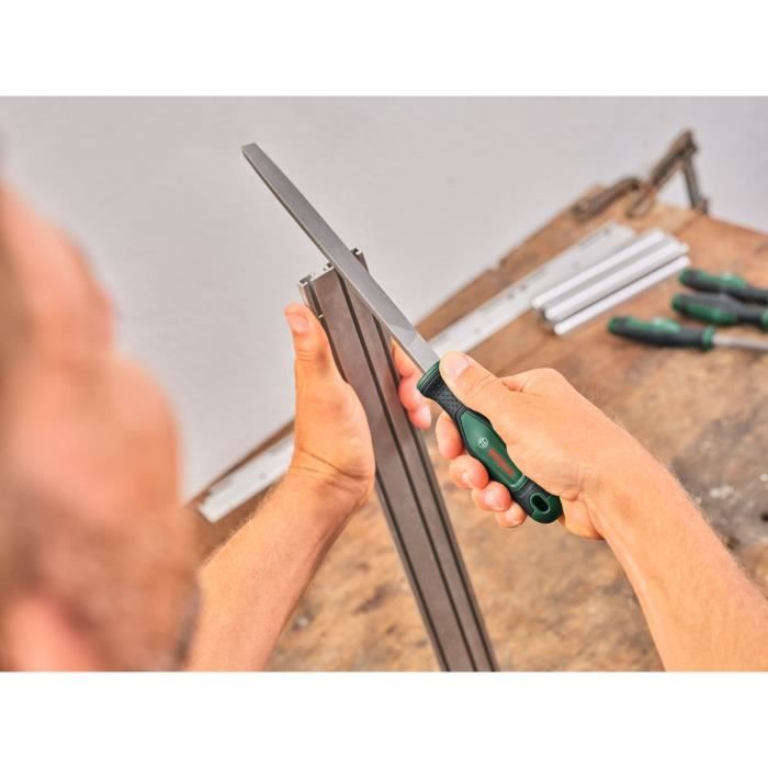 Bosch Set de 5 limes (limes ronde/demi-ronde/plate/triangulaire/carrée acier au carbure dur course moyenne 2 Softgrip)