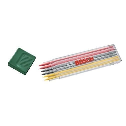 Bosch Set de 6 mines graphites multicolores (2 rouges, 2 jaunes, 2 graphites HB 2,8 mm)