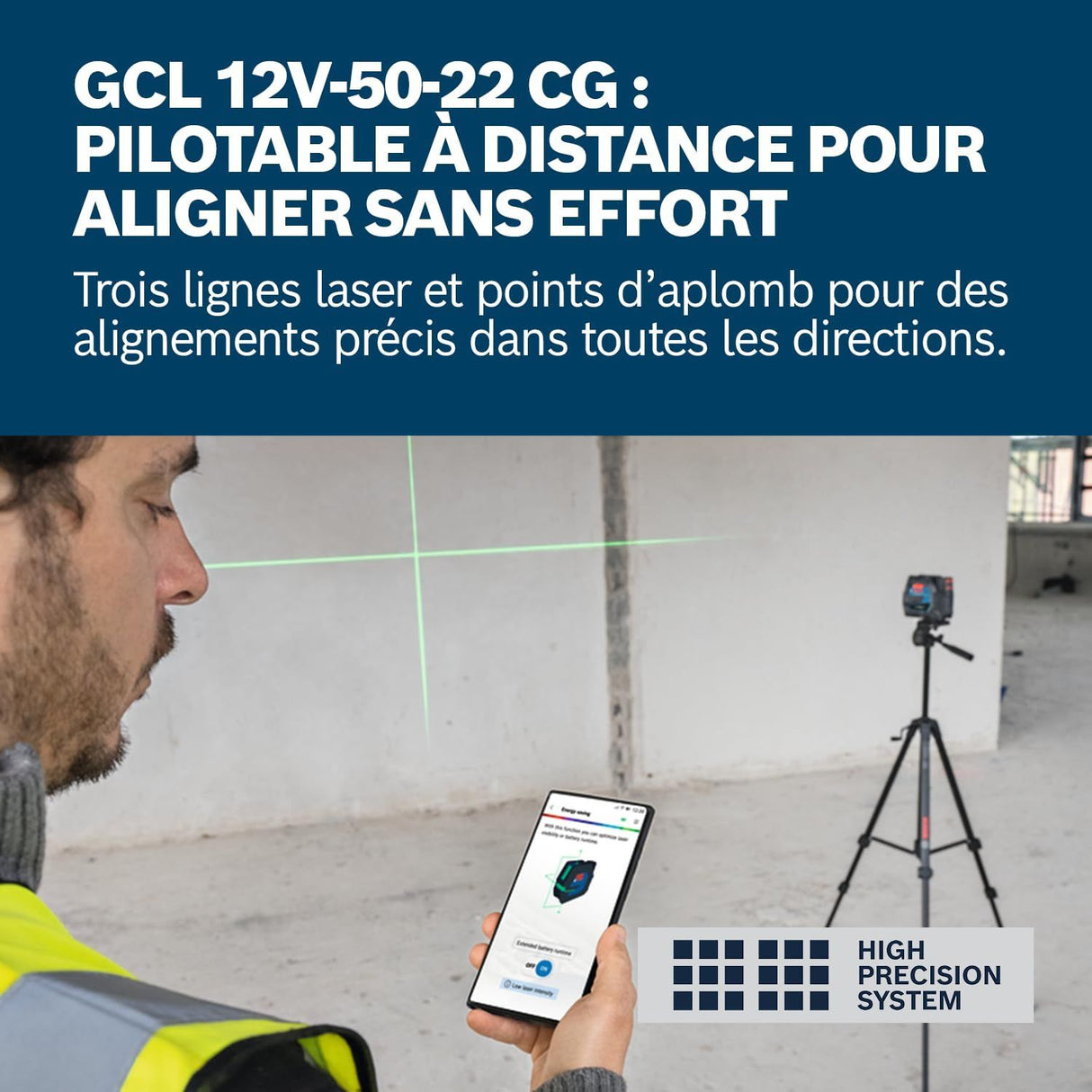 Bosch Professional laser combiné GCL 12V-50-22 CG (jusqu'a 50m, Dual Power, support RM20, 4 piles 1,5V, housse, Trépied BT 150)