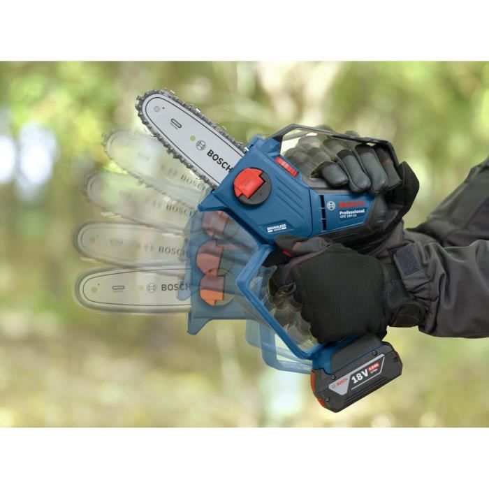 Bosch Professional 18V Tronçonneuse GKE 18V-15 (coupes DIY jusqu'a 13 cm, moteur sans charbons, fourreau de 15 cm) sans batterie