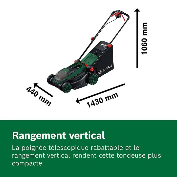 Tondeuse électrique sans fil + 2 batteries 4Ah + chargeur - Bosch - ROTAK18V2-38 - 06008B9M00 - 18V - 38cm de coupe