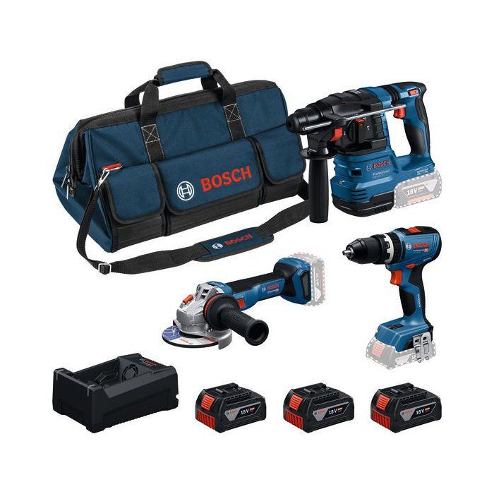 COMBO KIT 3 OUTILS : GSB 18V-65 + 18V-22 + GWS 18V-11 + batteries GBA 3x5.0Ah + chargeur GAL 12V/18V-80 + sac
