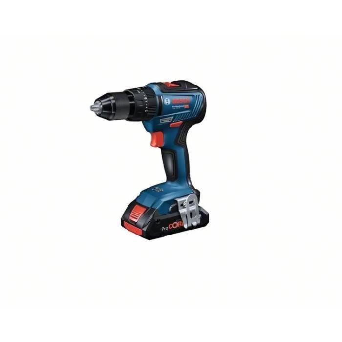 Perceuse-visseuse a percussion Bosch Professional GSB 18V-55 (28/55/- Nm) + 2 batteries 2,0Ah + chargeur GAL 18V-40 - 06019H5305