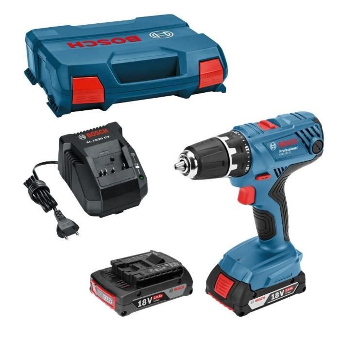 Perceuse a percussion Bosch Professional GSB 18V- 21 + 2 batteries 2,0Ah + Chargeur GAL 1820 - 06019H1109