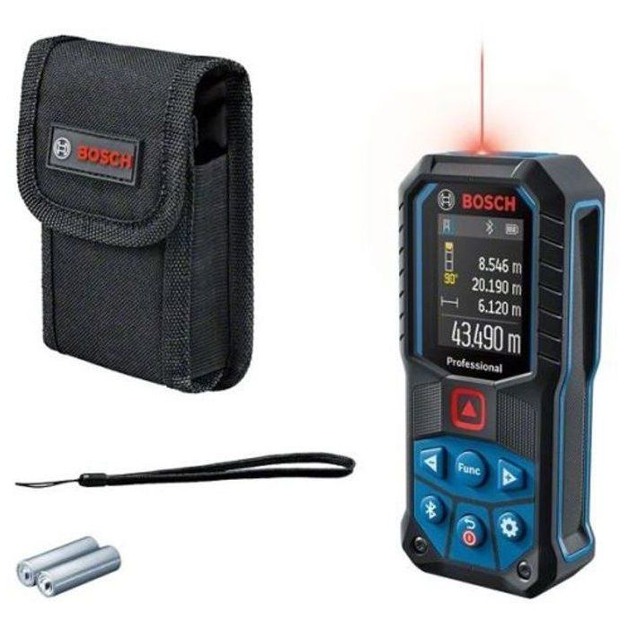 Télémetre laser 2x1,5V GLM 50-27 C rouge avec 2 piles AA - BOSCH - 0601072T00