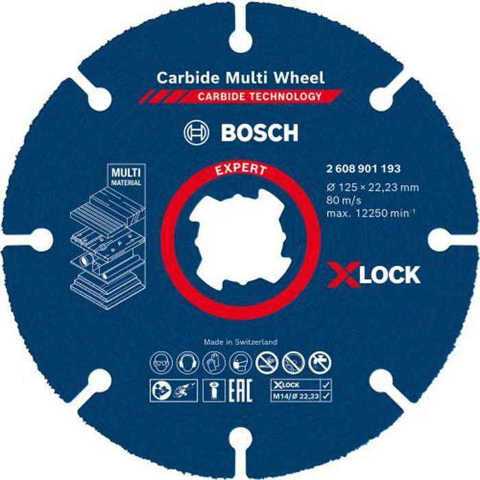 Disque a tronçonner - BOSCH EXPERT - 2608901193 - 125mm - Technologie Carbure - Multimatériaux