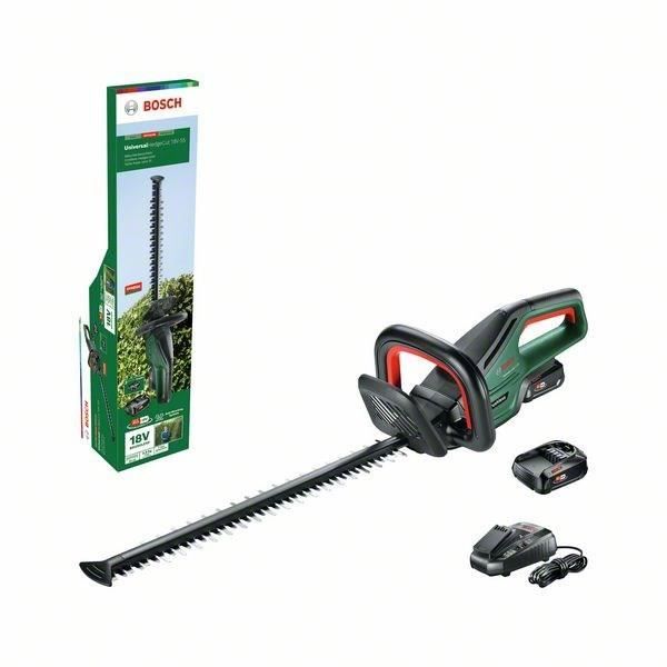 Taille-haies Bosch - UniversalHedgeCut 18V-55 (Longueur de la Lame 55 cm, livré dans une boîte en carton) + batteries chargeur