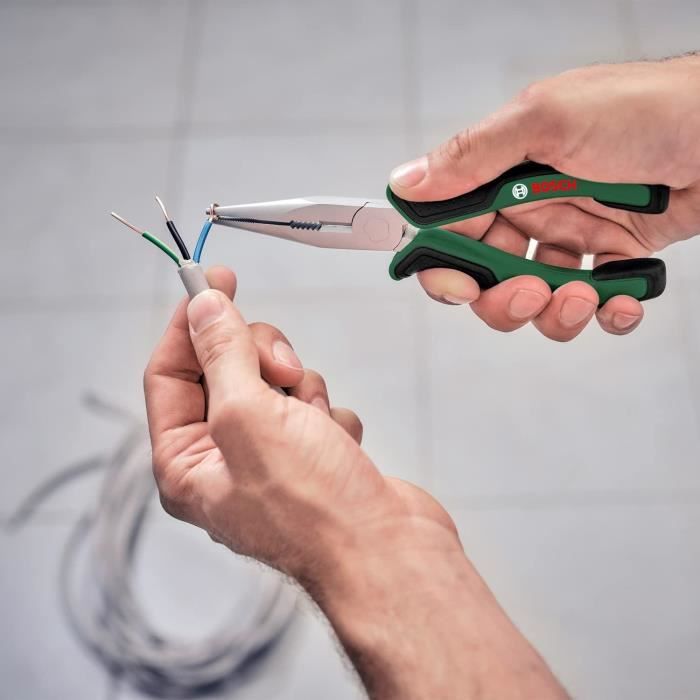 Bosch Home and Garden - Set de 3 pinces (universelle, a bec long, coupante diagonale endurantes ergonomiques)