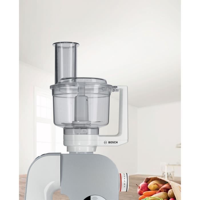 Multimixeur - BOSCH - Pour Kitchen machine MUM5 - Couteau universel, râpe et disque double tranchant - Blanc transparent