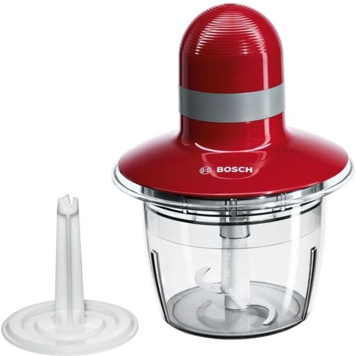 Hachoir BOSCH MMR08R2 - Rouge/Gris - 400W - CapacitÈ 0,8L - Couteau inox - Batteur a blancs